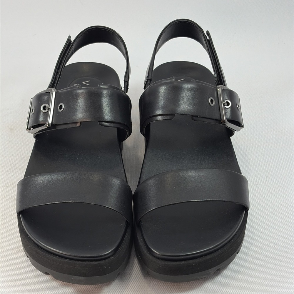 Vionic Torrance Platform Sandals Women's Size 7.5 Black Leather Strappy Orthotic - Picture 6 of 16